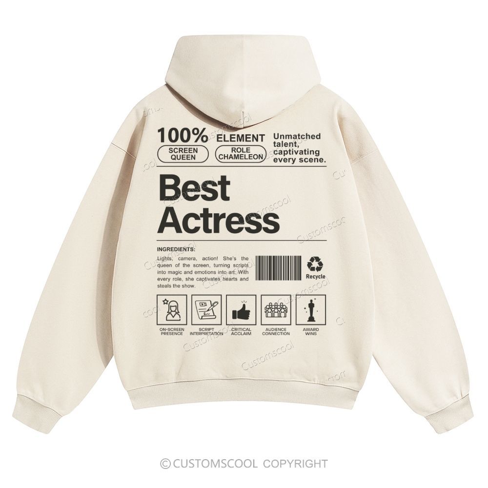 Best Actress Solid Color Hoodie Customscool