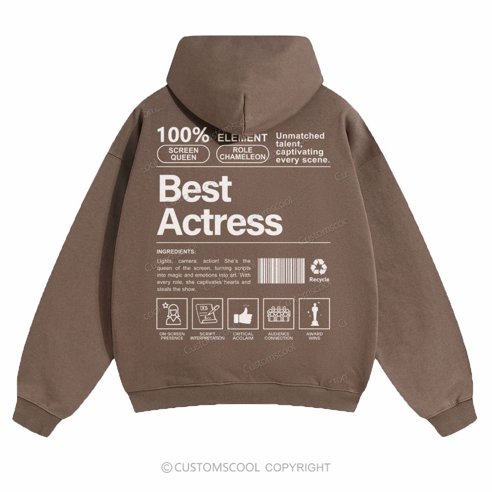 Best Actress Solid Color Hoodie Customscool