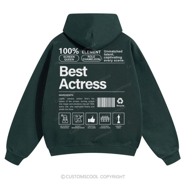 Best Actress Solid Color Hoodie Customscool