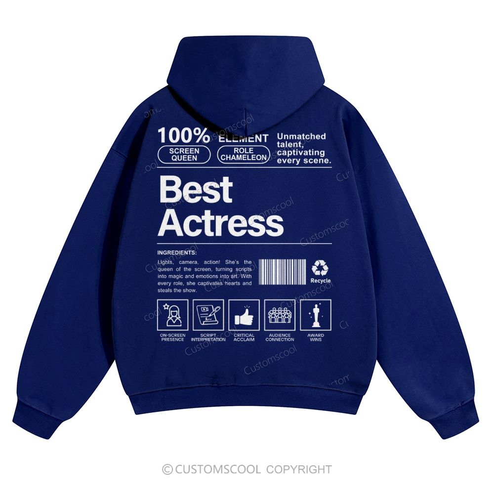 Best Actress Solid Color Hoodie Customscool