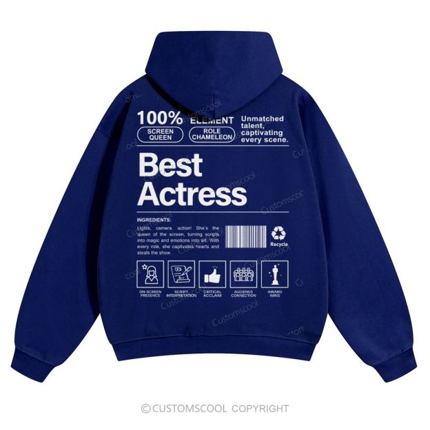 Best Actress Solid Color Hoodie Customscool