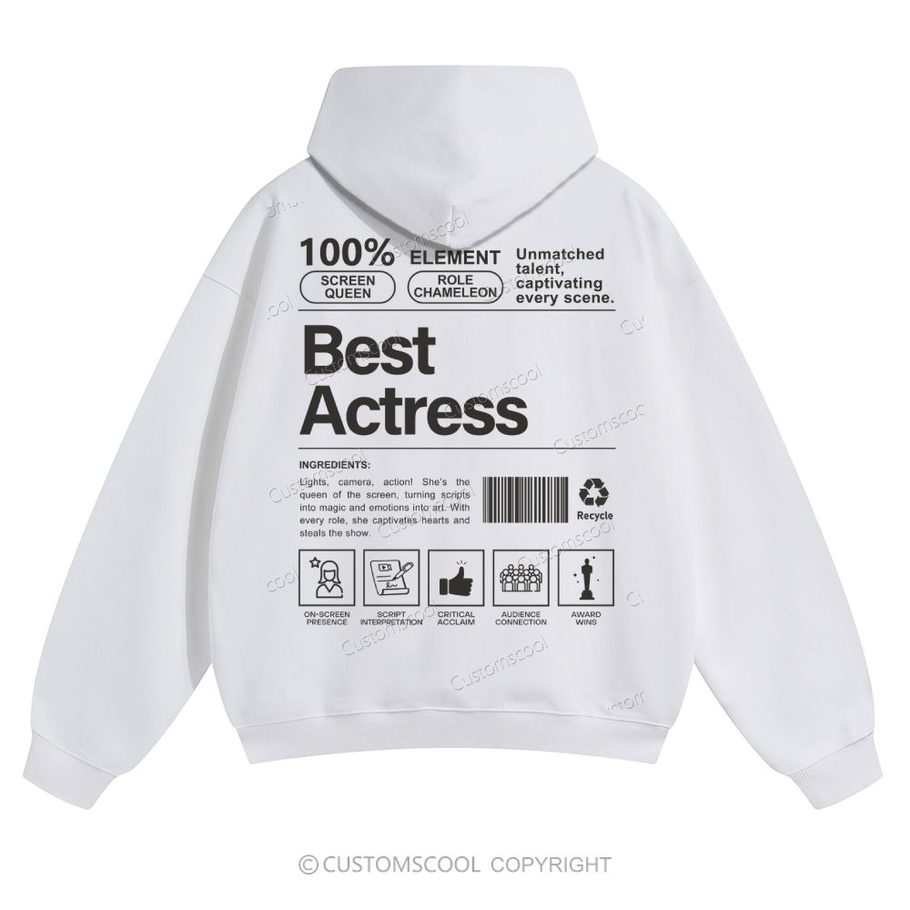 Best Actress Solid Color Hoodie Customscool