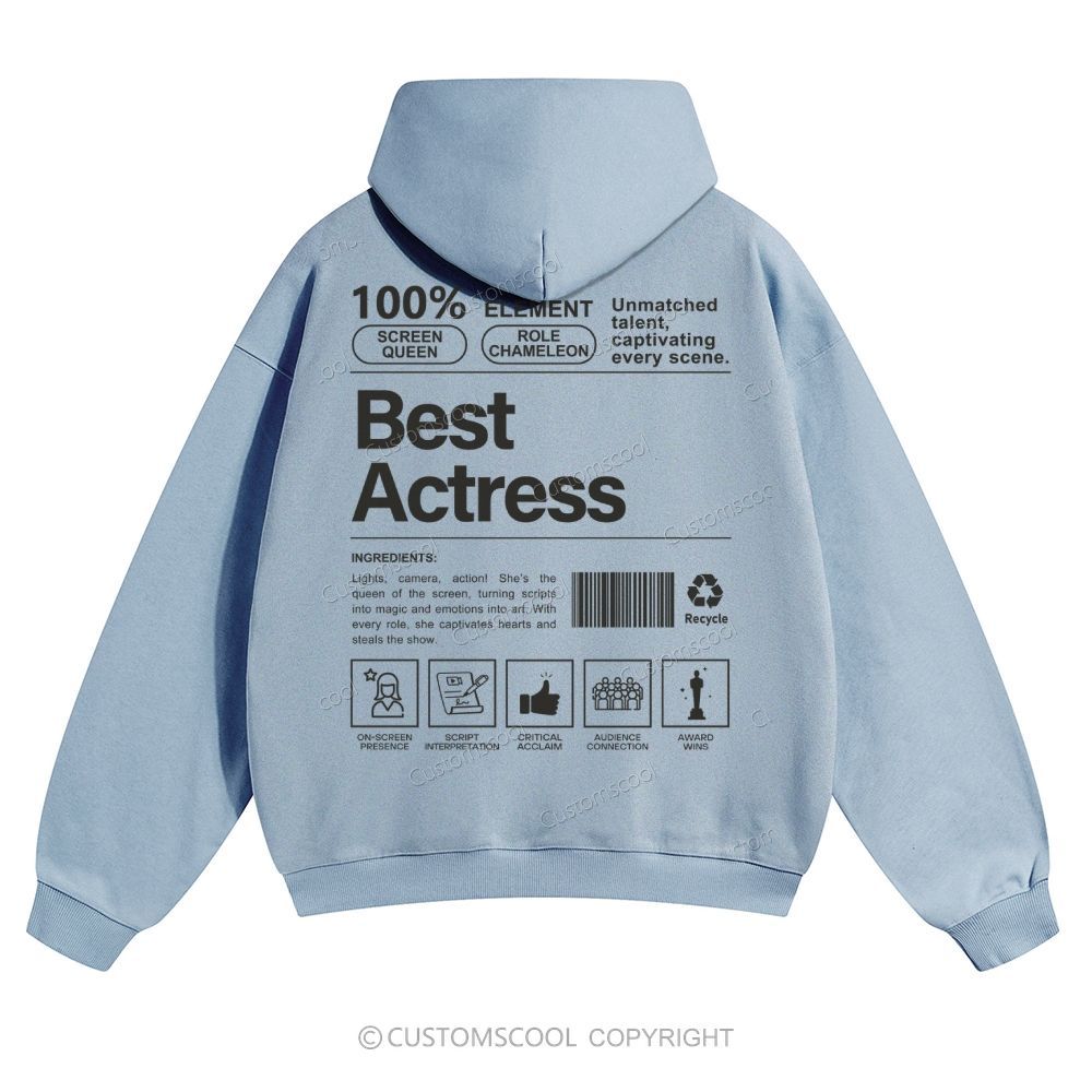 Best Actress Solid Color Hoodie Customscool