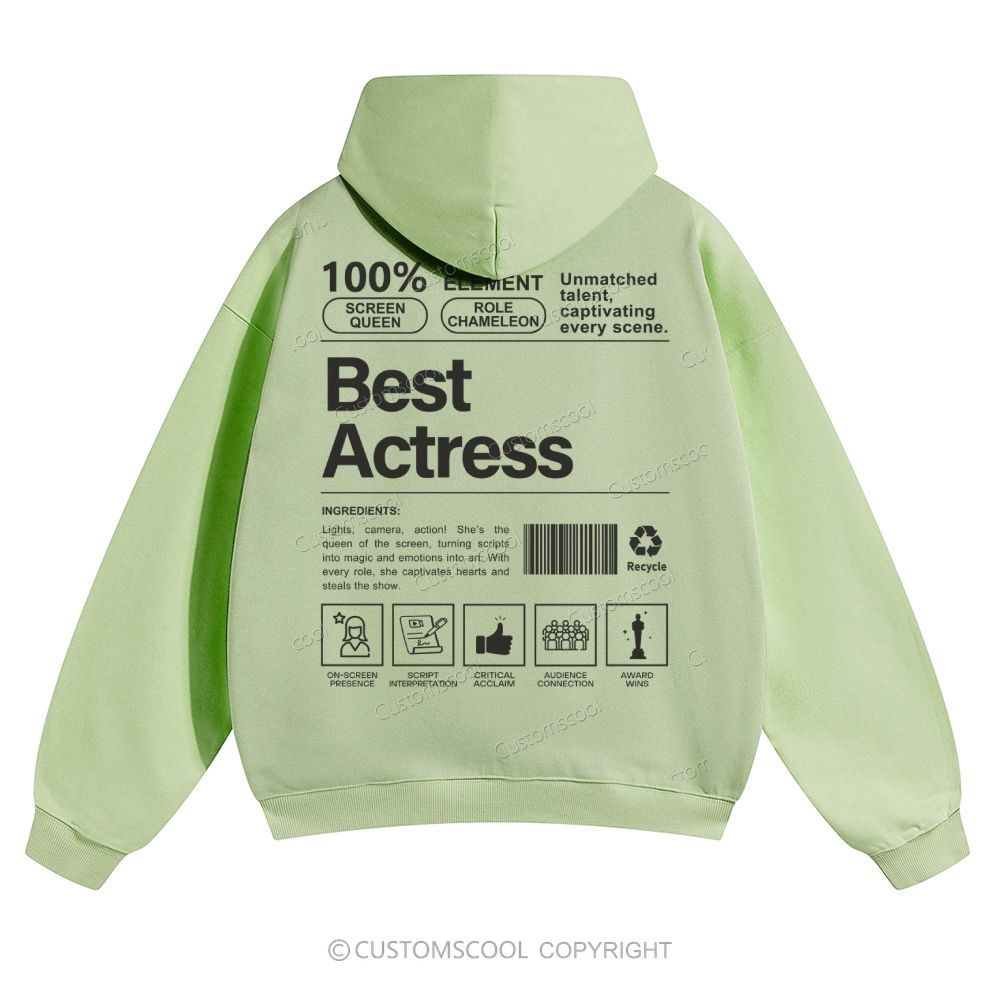 Best Actress Solid Color Hoodie Customscool
