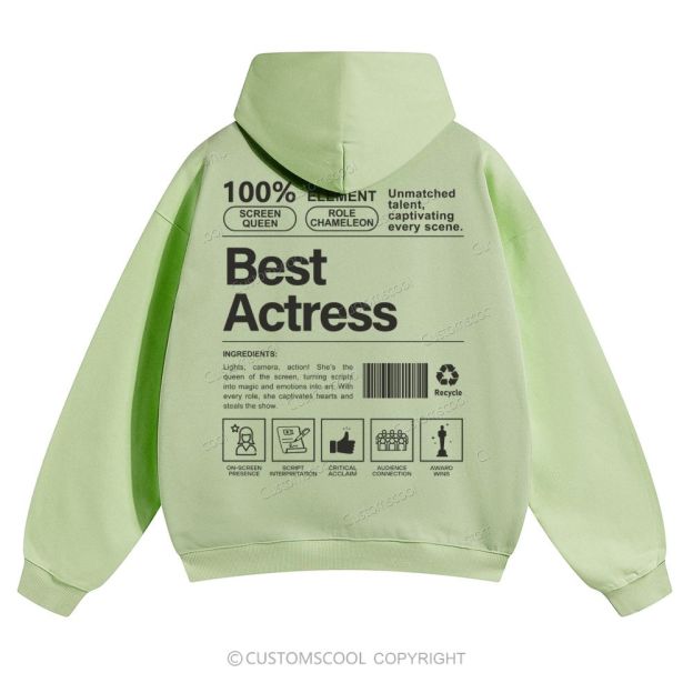 Best Actress Solid Color Hoodie Customscool