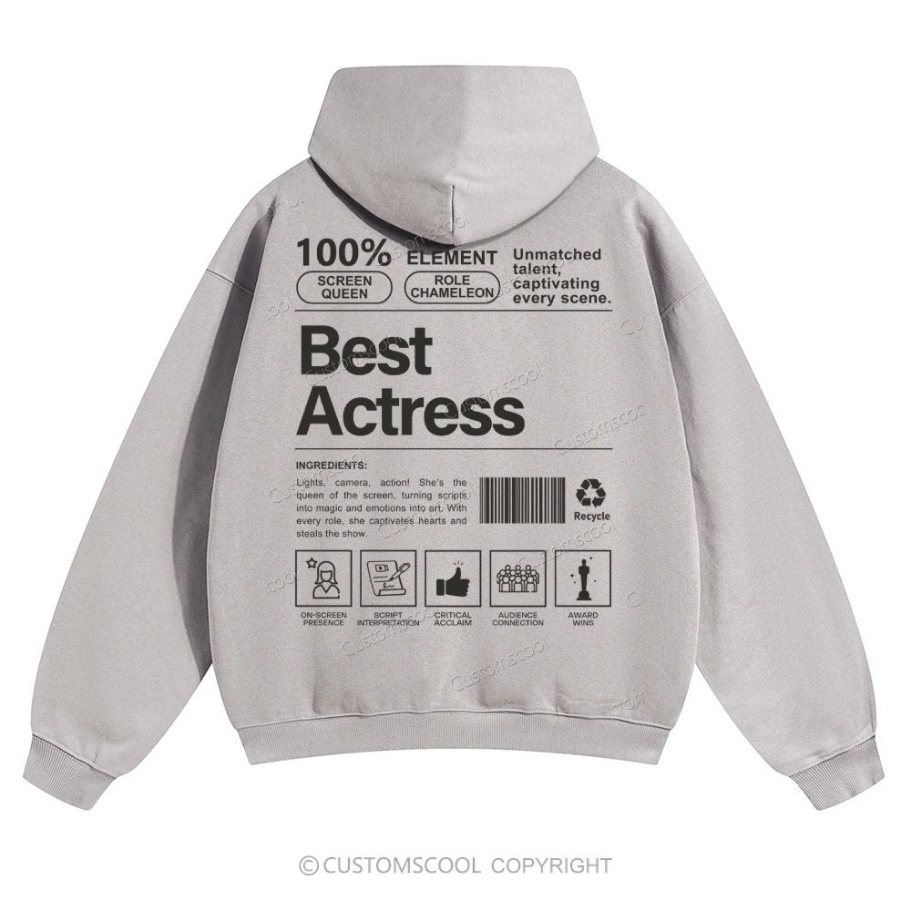 Best Actress Solid Color Hoodie Customscool