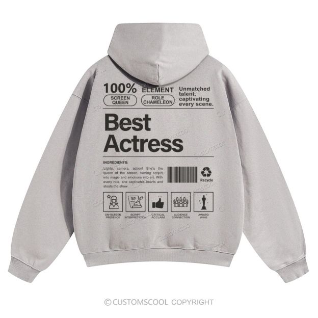 Best Actress Solid Color Hoodie Customscool