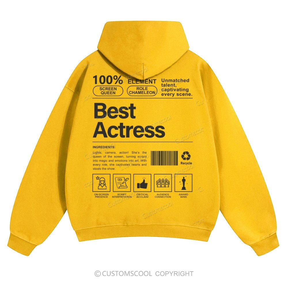 Best Actress Solid Color Hoodie Customscool
