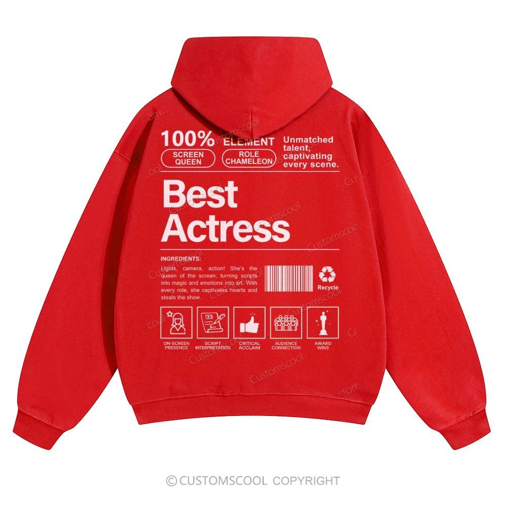Best Actress Solid Color Hoodie Customscool