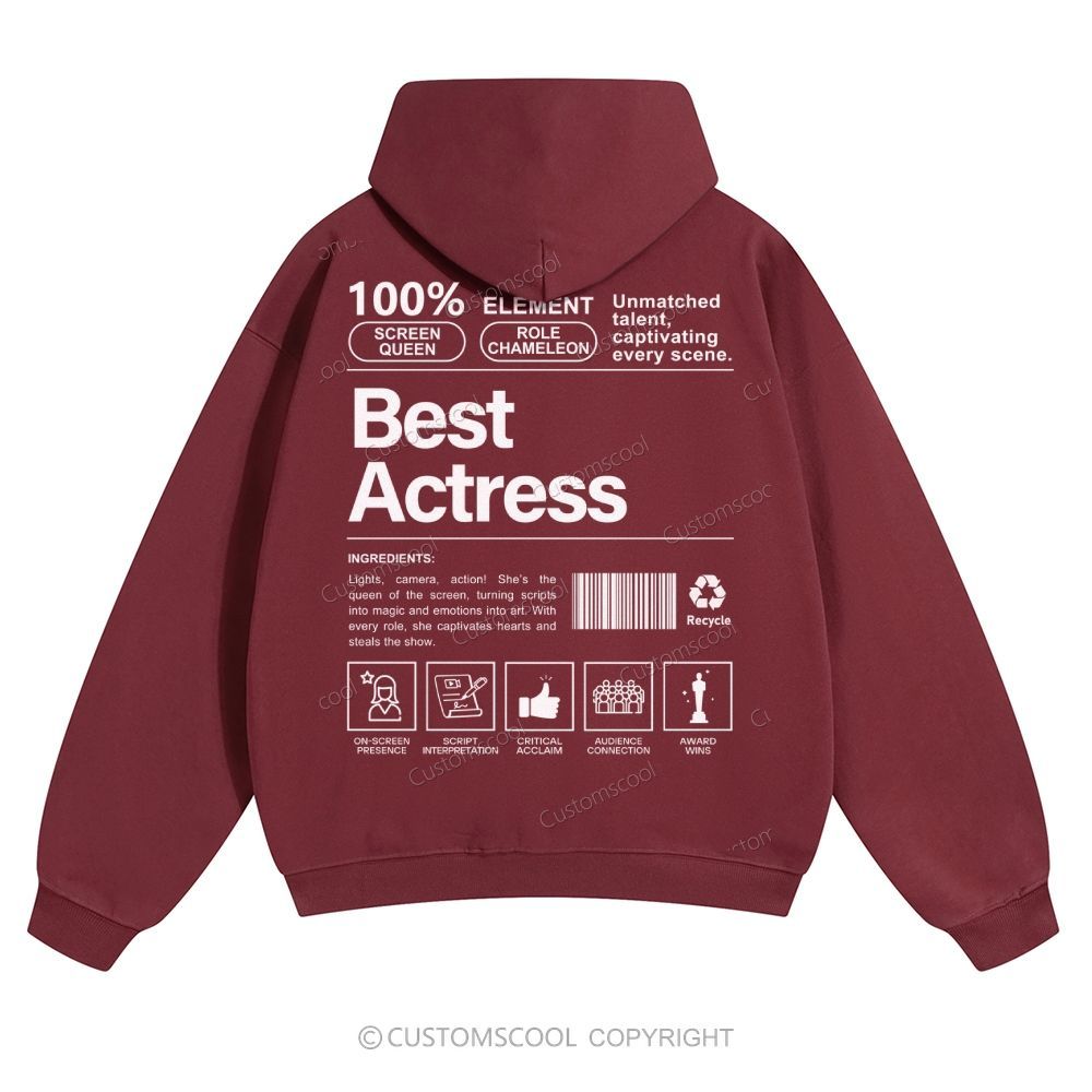 Best Actress Solid Color Hoodie Customscool
