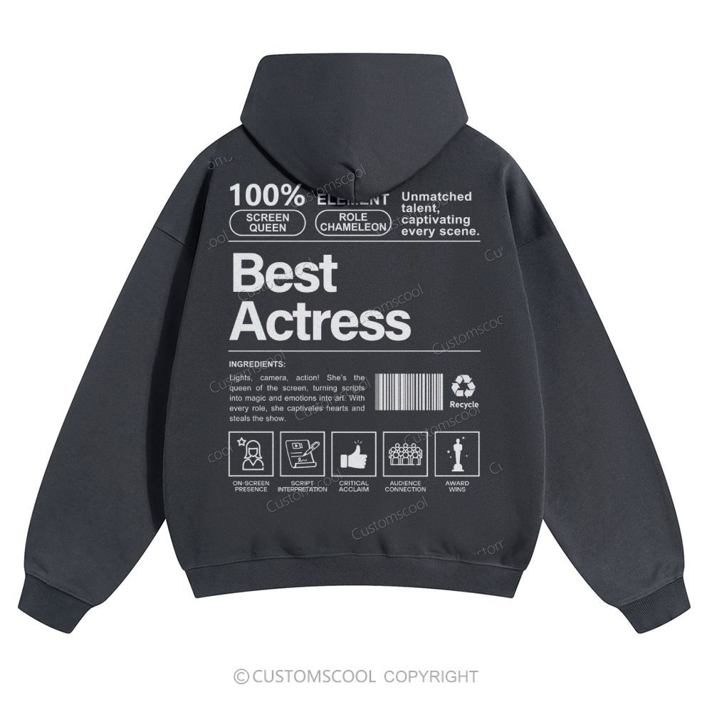 Best Actress Solid Color Hoodie Customscool