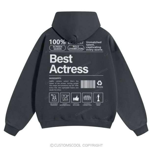Best Actress Solid Color Hoodie Customscool