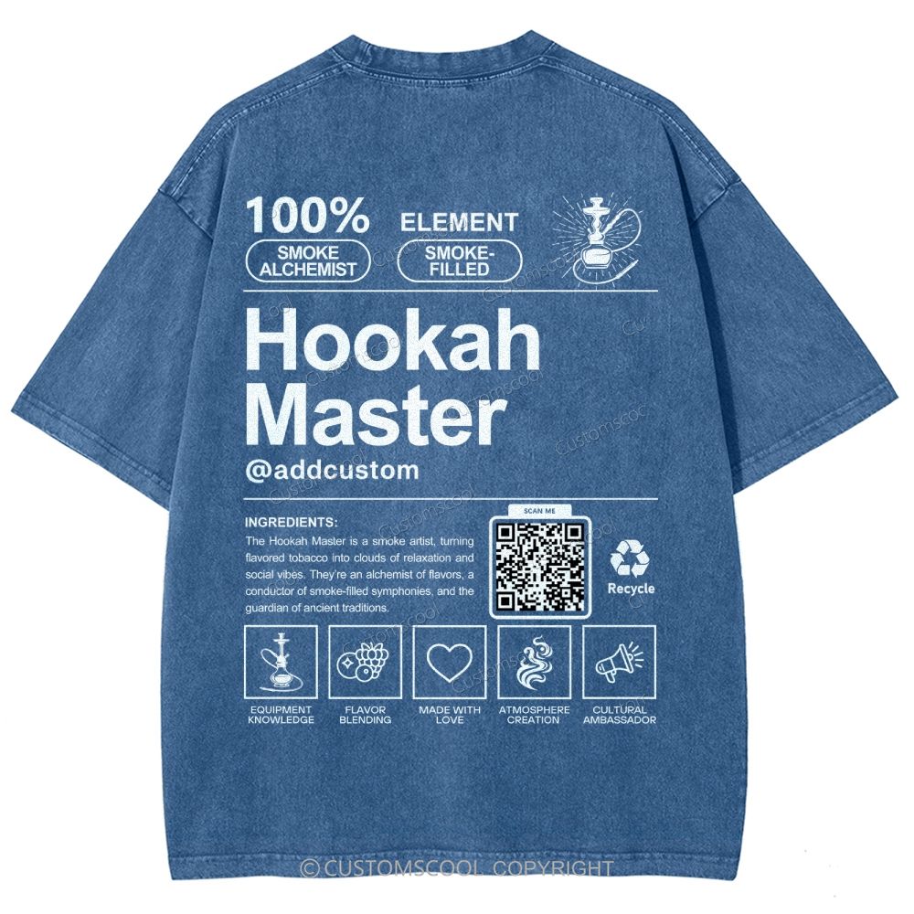 Hookah Master Addcustom QR Code Unisex Fit Washed T-Shirt Customscool