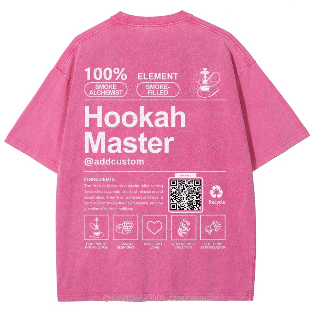 Hookah Master Addcustom QR Code Unisex Fit Washed T-Shirt Customscool