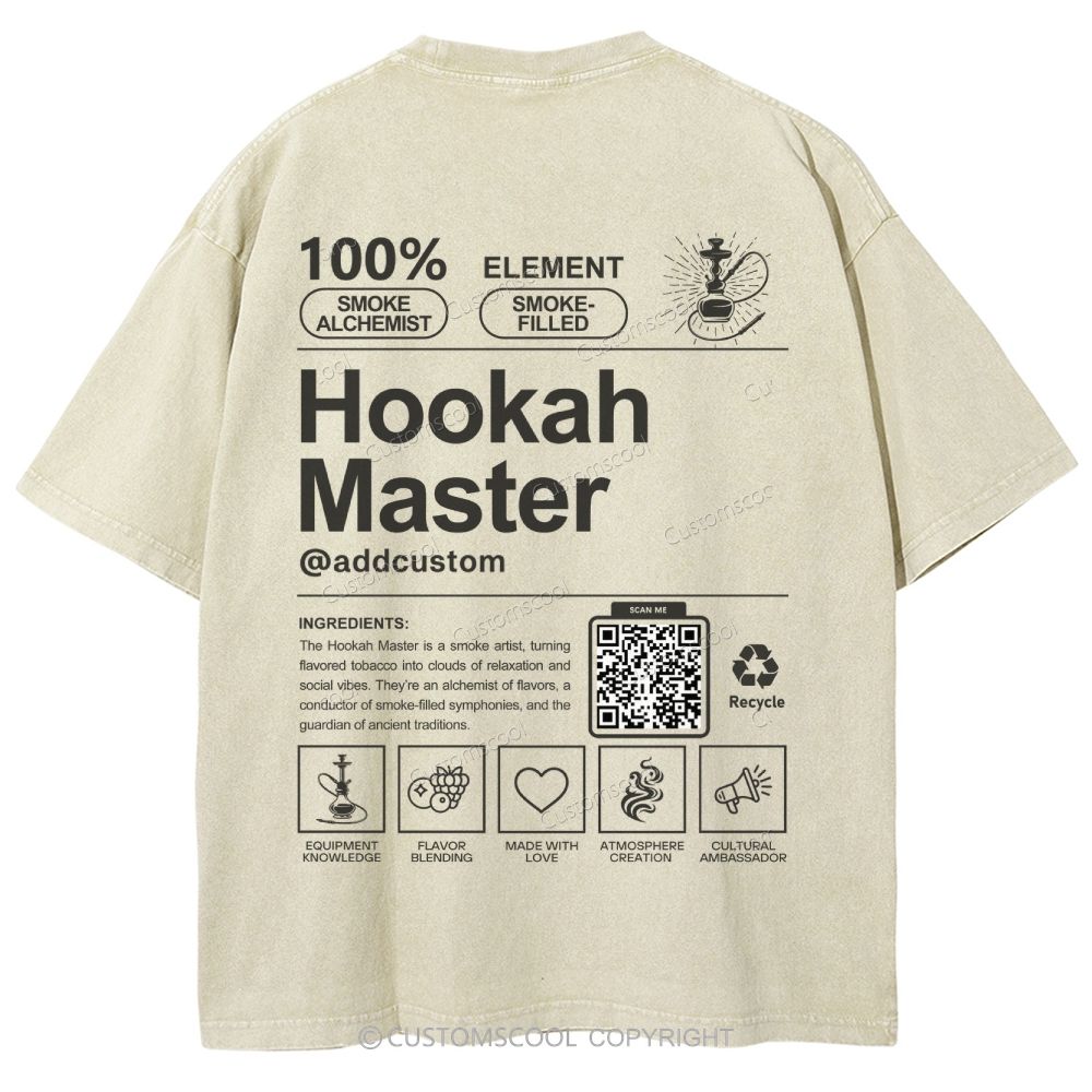 Hookah Master Addcustom QR Code Unisex Fit Washed T-Shirt Customscool