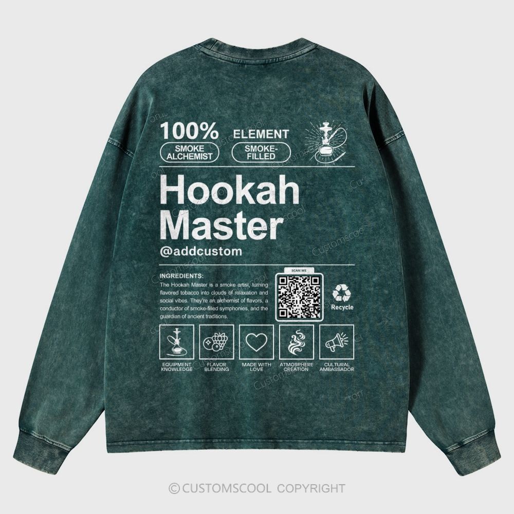 Hookah Master Addcustom QR Code Unisex Crewneck Washed Sweatshirt Customscool