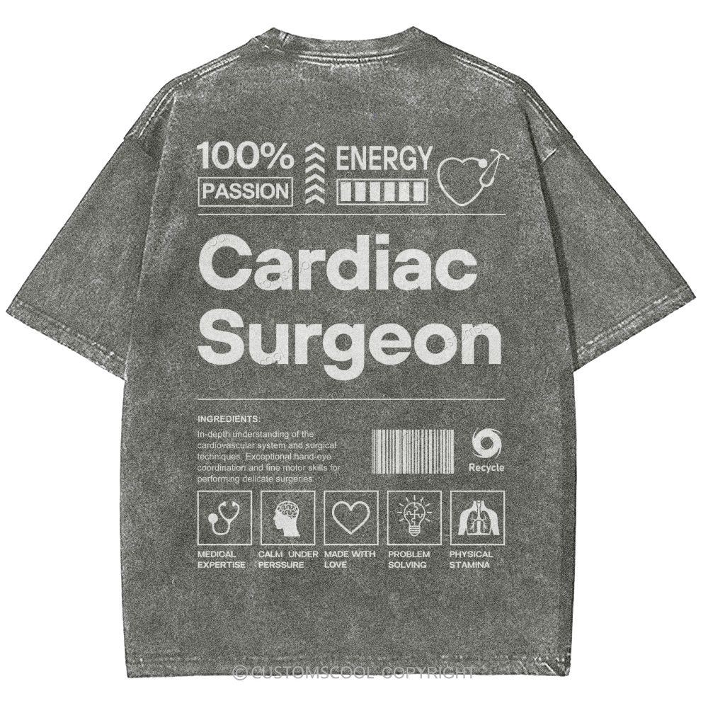 Cardiac Surgeon Unisex Fit Washed T-Shirt Customscool