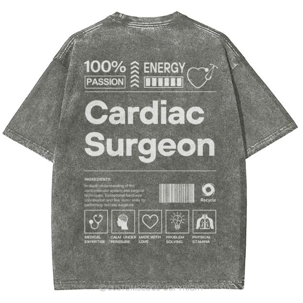 Cardiac Surgeon Unisex Fit Washed T-Shirt Customscool