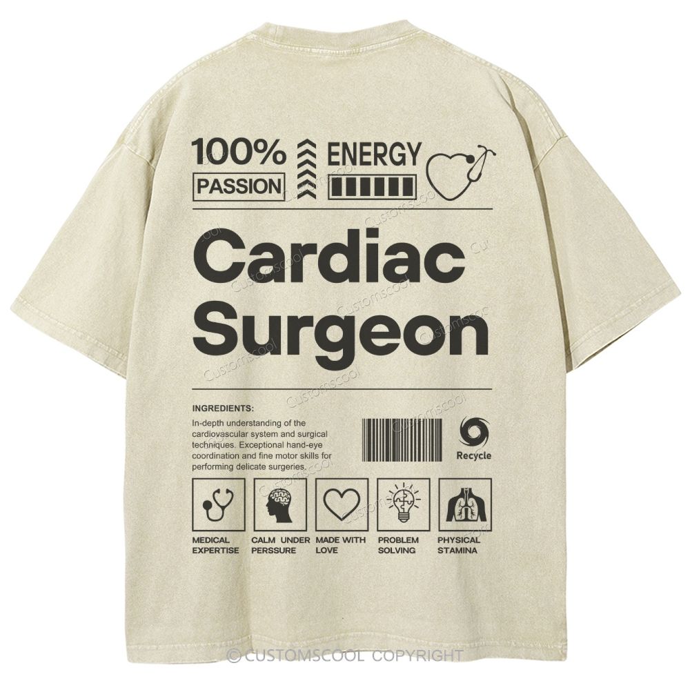 Cardiac Surgeon Unisex Fit Washed T-Shirt Customscool