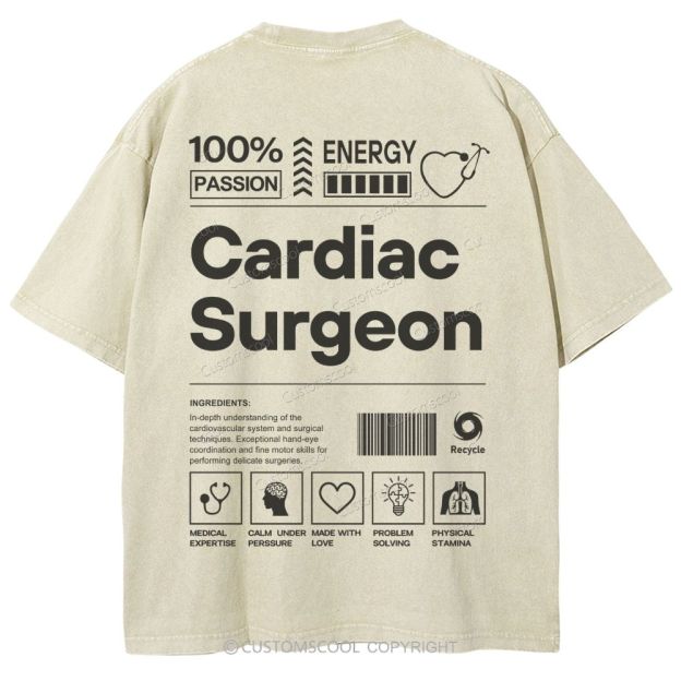 Cardiac Surgeon Unisex Fit Washed T-Shirt Customscool