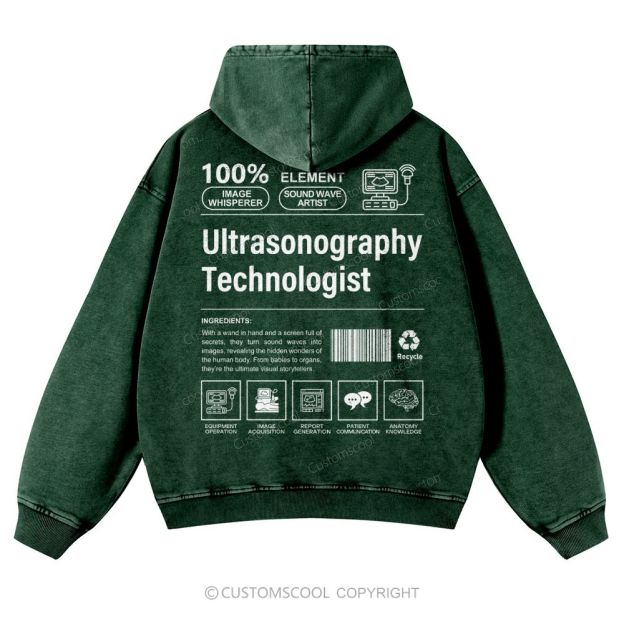 Ultrasonography Technologist Casual Washed Hoodie Customscool