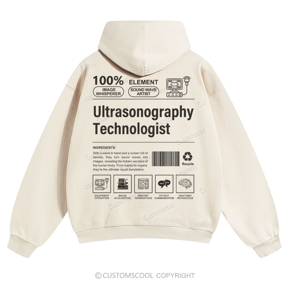 Ultrasonography Technologist Solid Color Hoodie Customscool