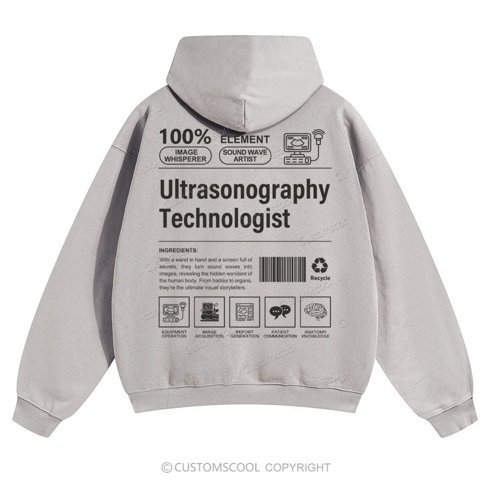 Ultrasonography Technologist Solid Color Hoodie Customscool