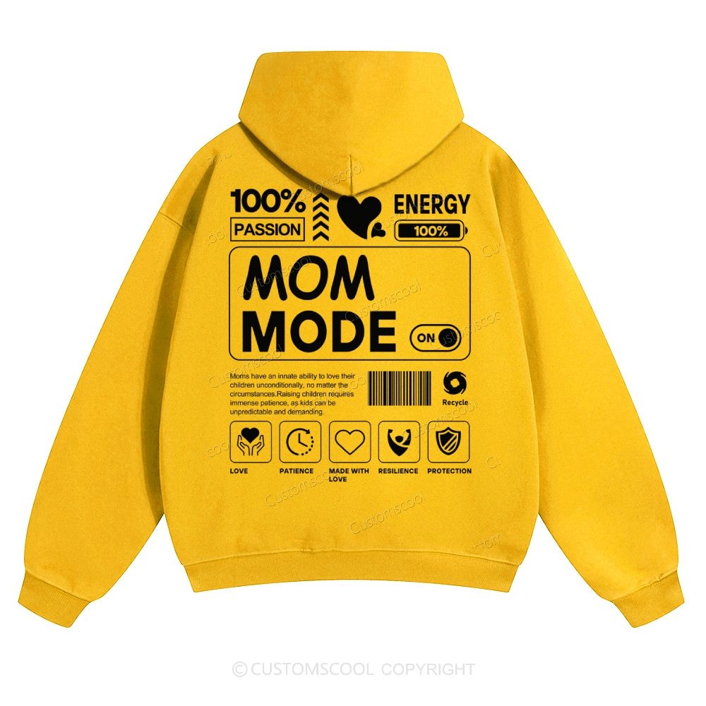 Mom Mode Solid Color Hoodie Customscool