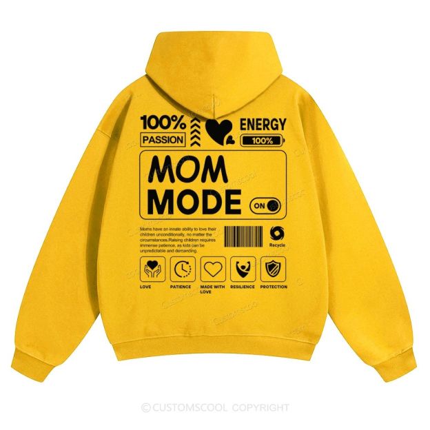 Mom Mode Solid Color Hoodie Customscool