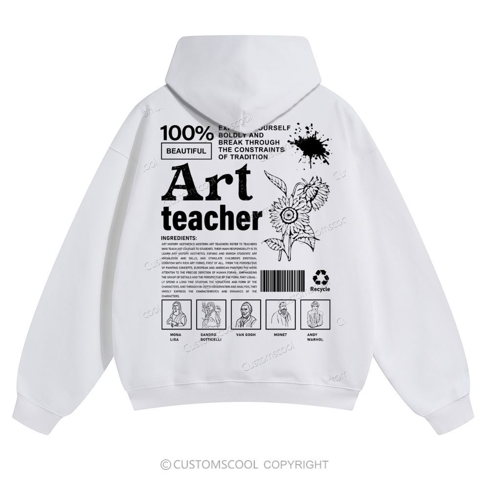 Art Teacher Solid Color Hoodie Customscool