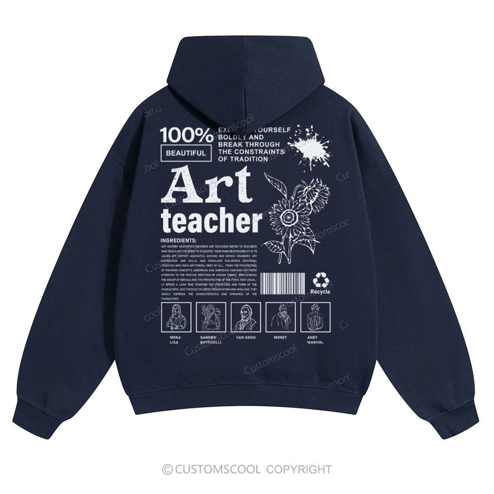 Art Teacher Solid Color Hoodie Customscool