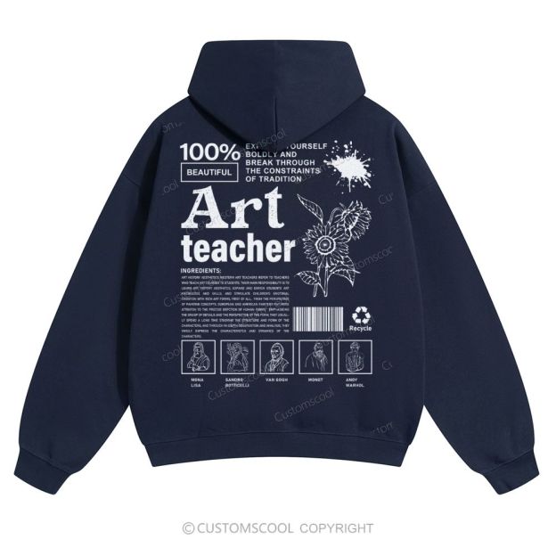 Art Teacher Solid Color Hoodie Customscool