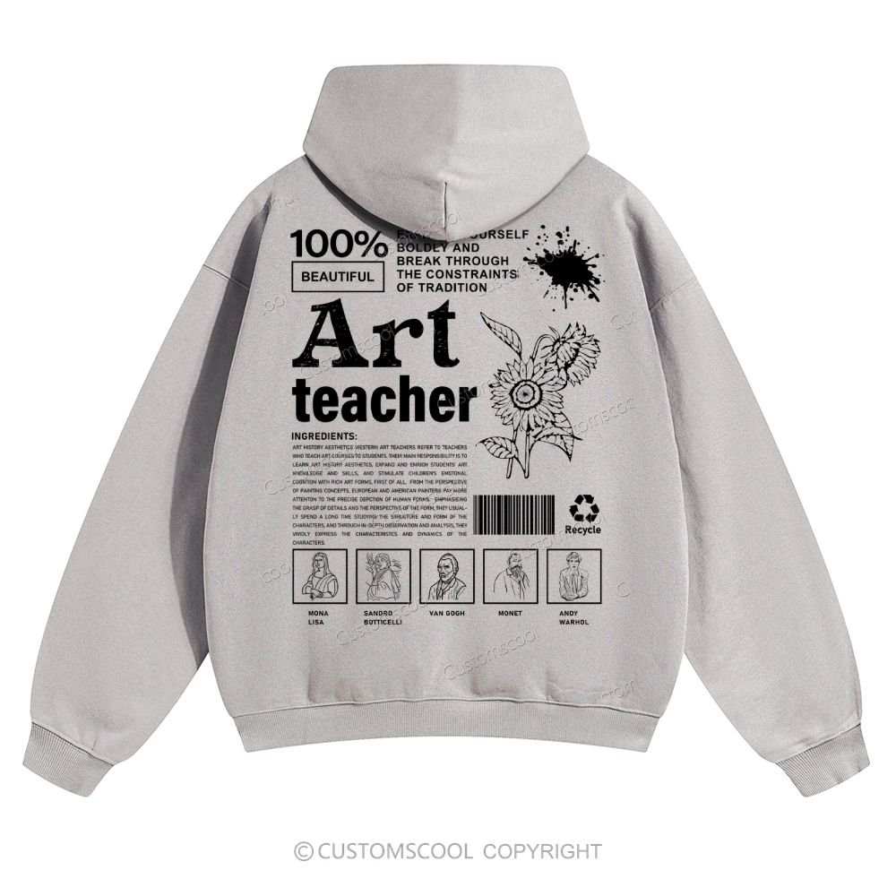 Art Teacher Solid Color Hoodie Customscool