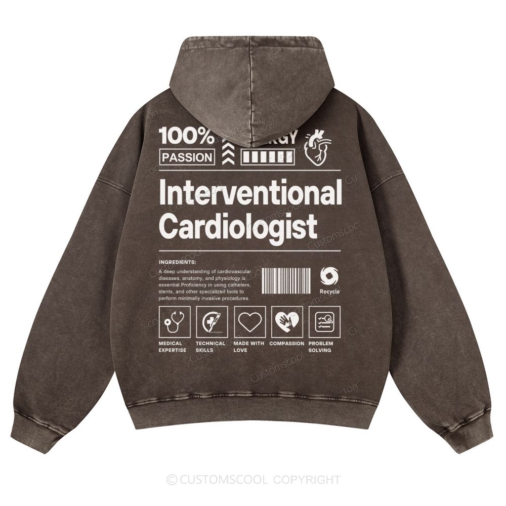 Interventional Cardiologist Casual Washed Hoodie