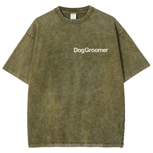 Dog Groomer Addcustom Unisex Fit Washed T-Shirt Customscool