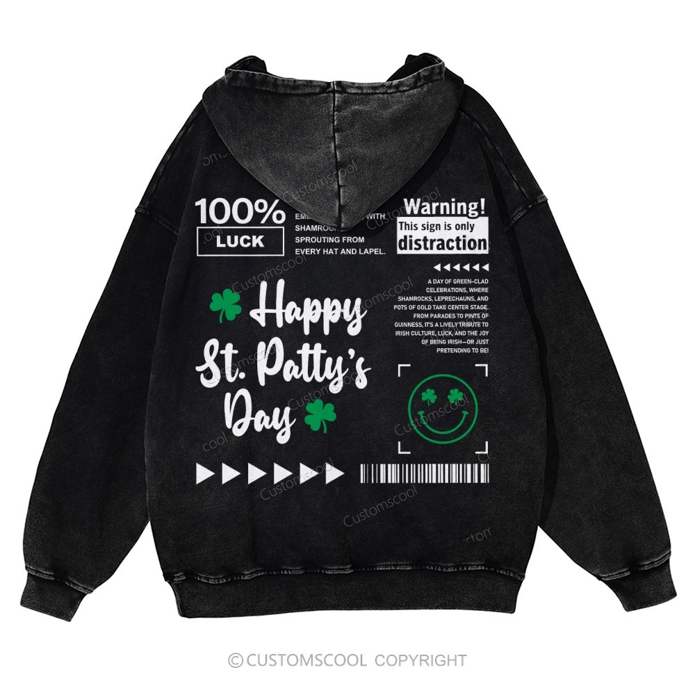 Happy St. Patrick’s Day Casual Washed Hoodie