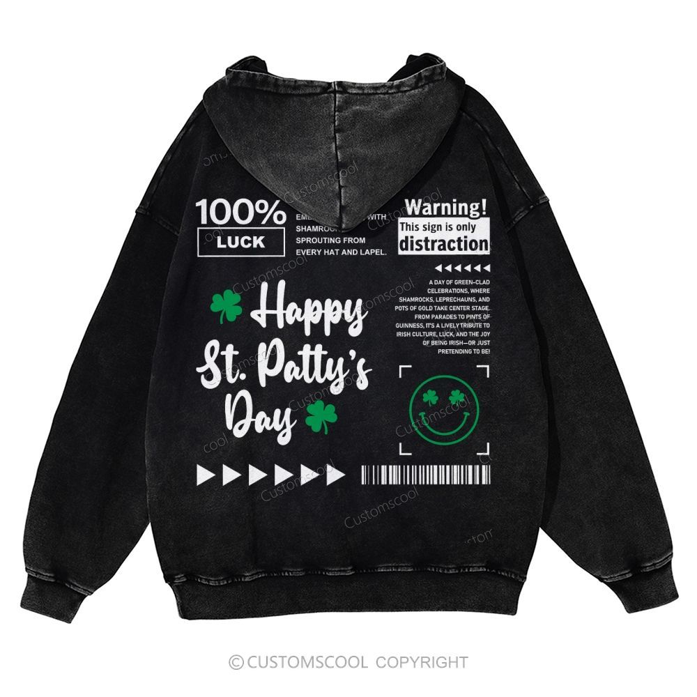 Happy St. Patrick’s Day Casual Washed Hoodie