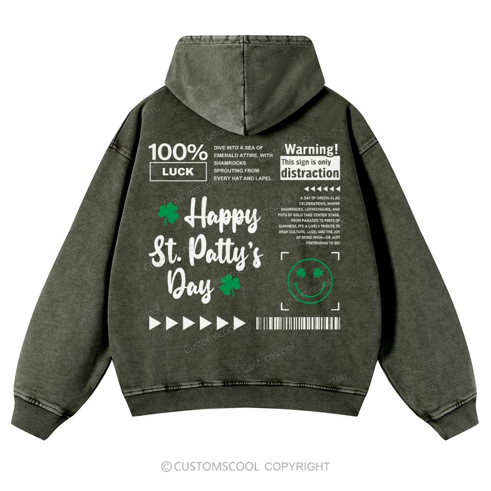 Happy St. Patrick’s Day Casual Washed Hoodie