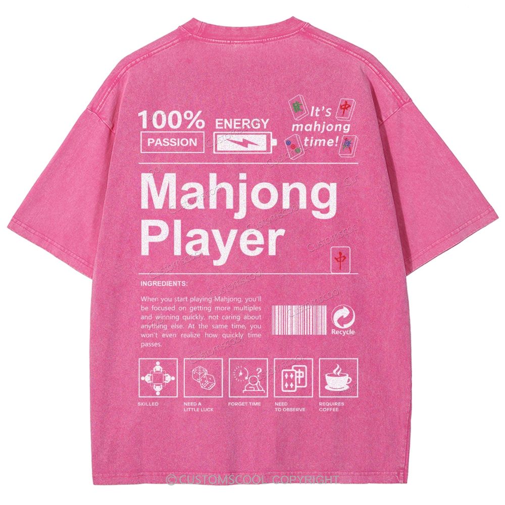 Mahjong Player Unisex Fit Washed T-Shirt