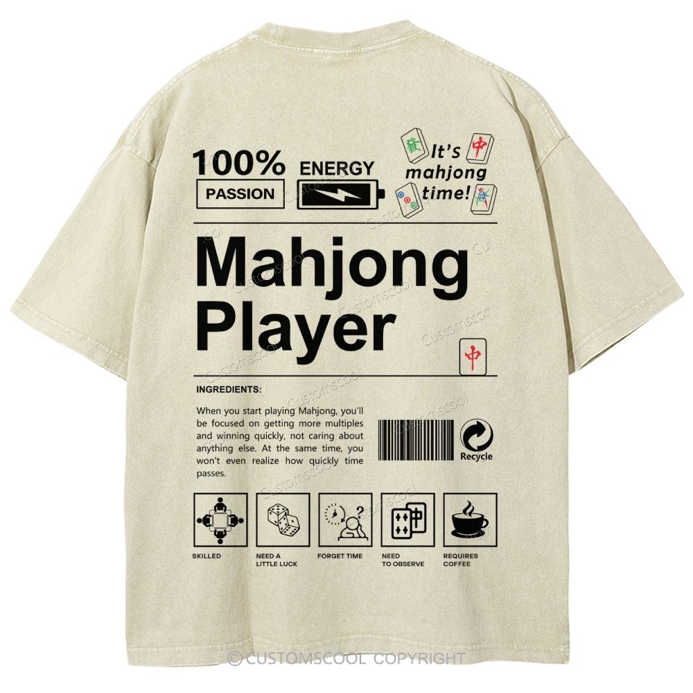 Mahjong Player Unisex Fit Washed T-Shirt