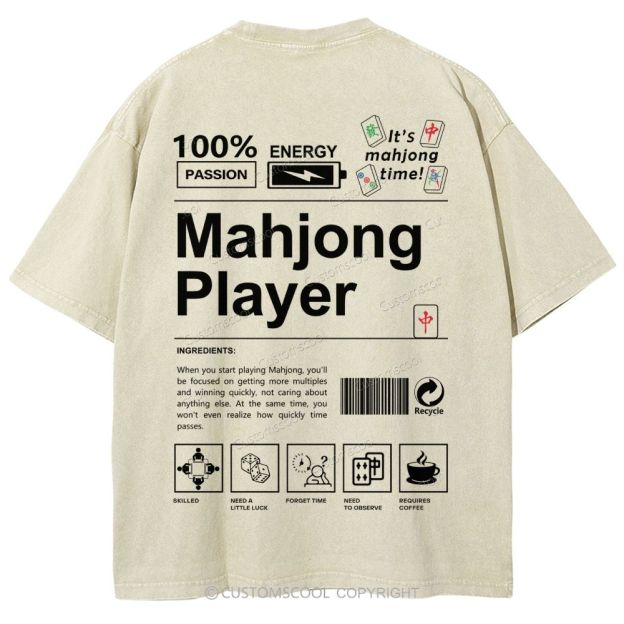 Mahjong Player Unisex Fit Washed T-Shirt