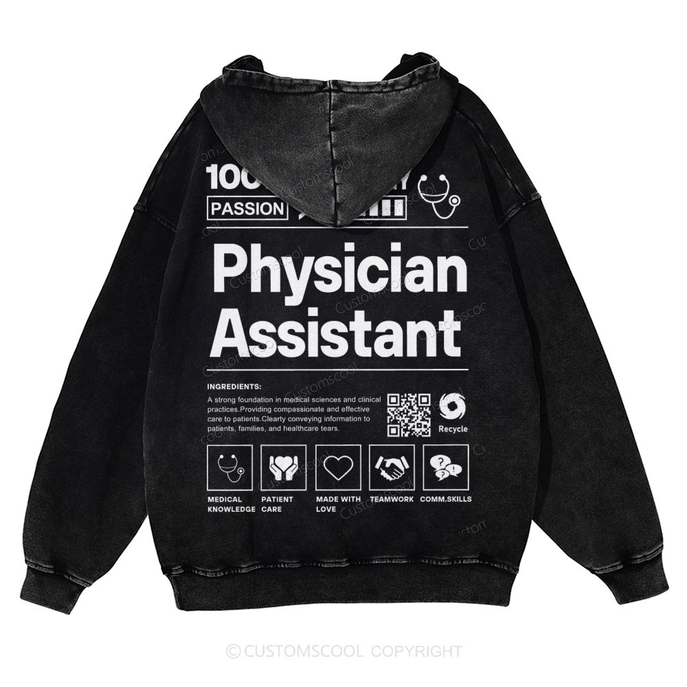 Physician Assistant Casual Washed Hoodie