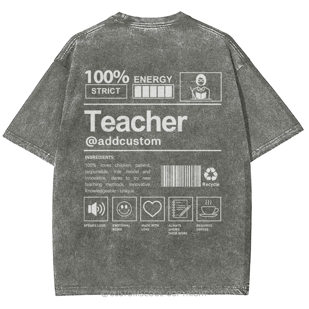 Teacher Addcustom Unisex Fit Washed T-Shirt Customscool