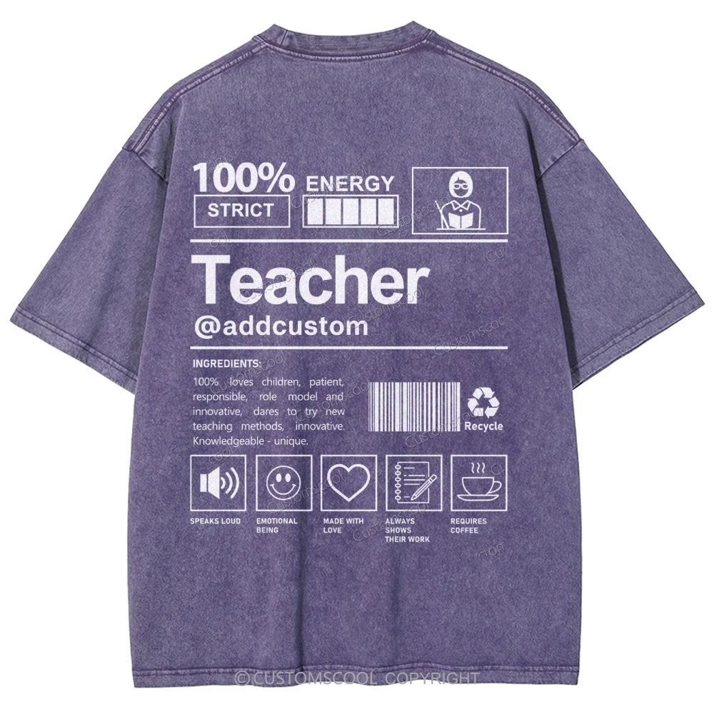 Teacher Addcustom Unisex Fit Washed T-Shirt Customscool