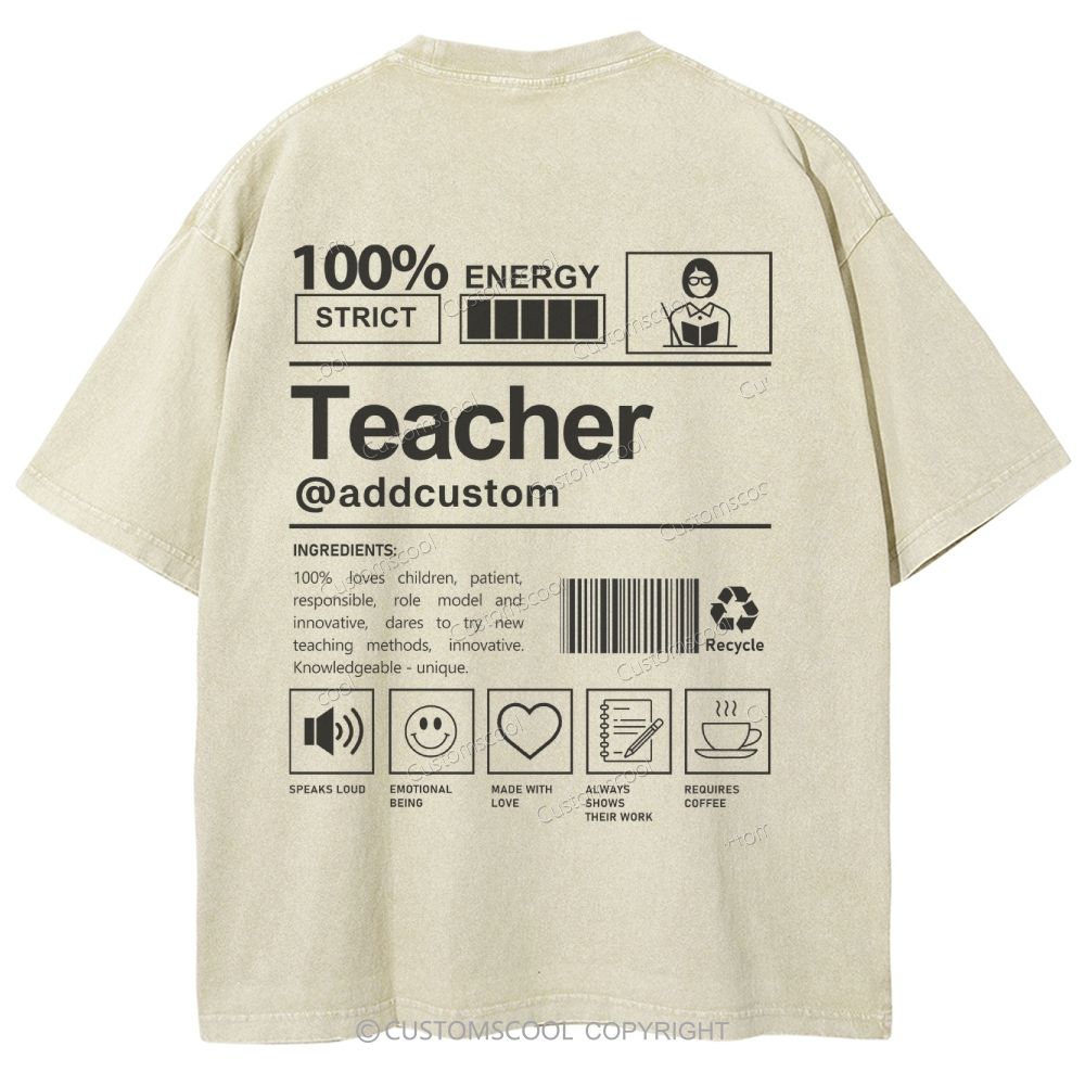 Teacher Addcustom Unisex Fit Washed T-Shirt Customscool