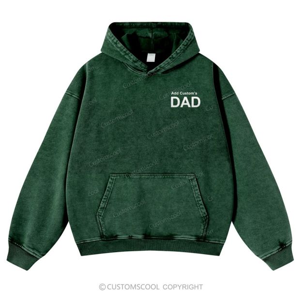 Addcustom's Dad Photo Description Casual Washed Hoodie Customscool