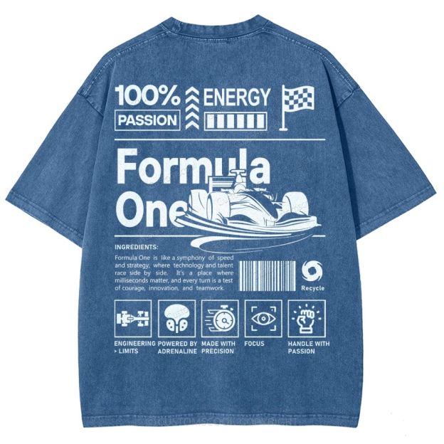 Formula One F1 Unisex Fit Washed T-Shirt Customscool