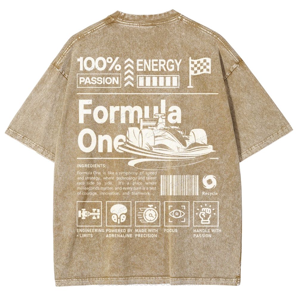 Formula One F1 Unisex Fit Washed T-Shirt Customscool