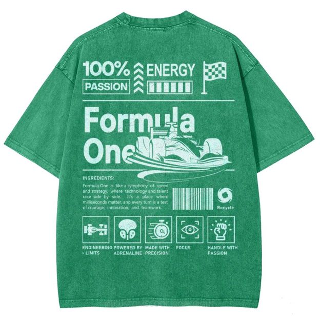 Formula One F1 Unisex Fit Washed T-Shirt Customscool