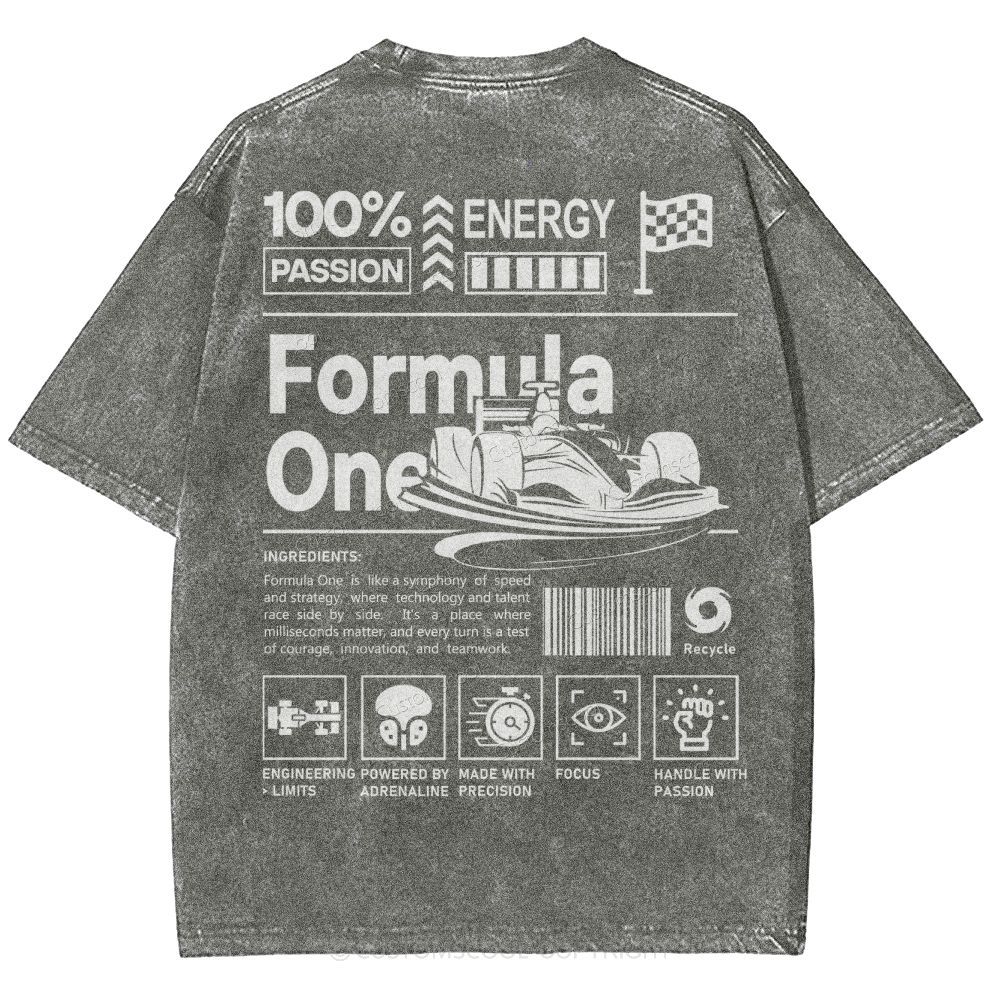 Formula One F1 Unisex Fit Washed T-Shirt Customscool